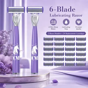 Dreamy Unicorn Women's Shaving Kit, 2 High-Beauty Razors + 24 Replacement Heads, Smooth Shave, Gentle on Skin, Portable, Gift-Ready