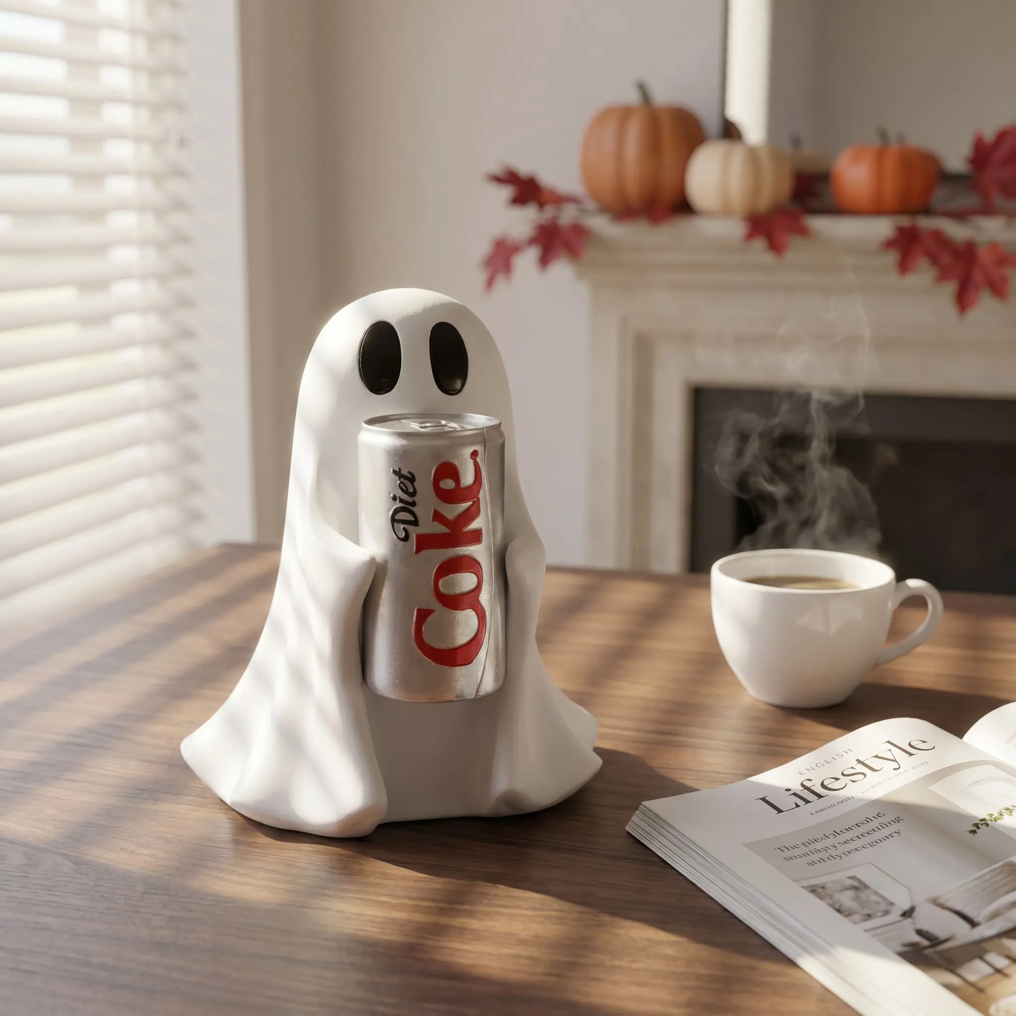Ghost Holding Drink Resin Craft Ornament, Home Decor Item, Decor Figurine, Desktop Mini Sculpture, Halloween Decoration, Gift Idea, Cute Desktop Decoration