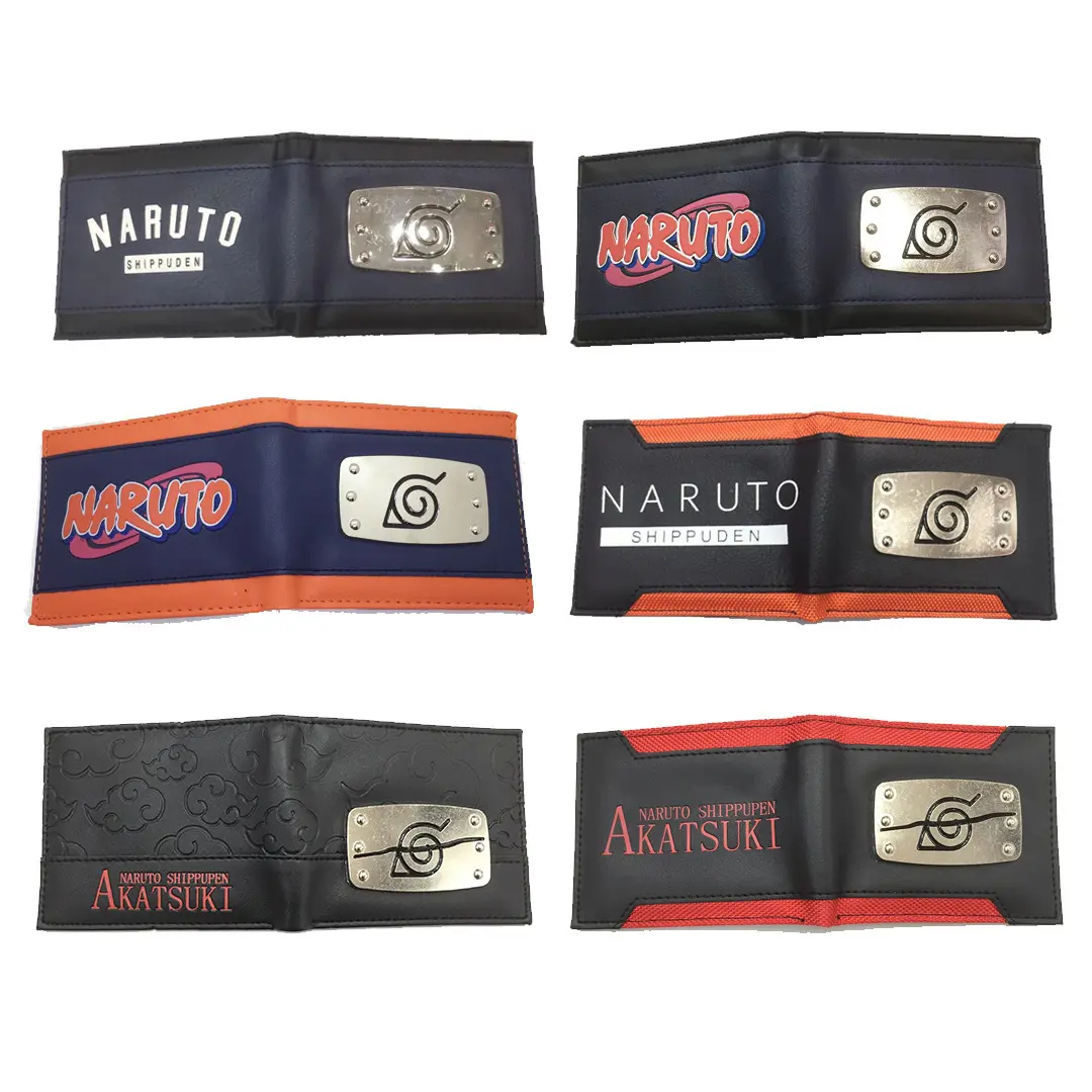 Naruto Anime Metal Sticker Wallet Ninja Naruto Sasuke Fourth Generation Red Cloud Short Silicone Coin Purse Wallet