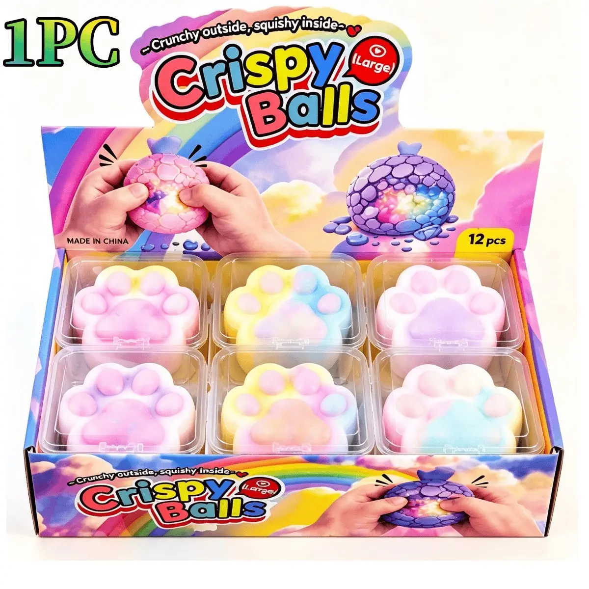 Cute Cat Paw Crunchy Squishy Toy Kawaii Squishies, Satisfying Sensory Fidget Stress Relief Toy, Ideal for Study, Office, and Relaxation