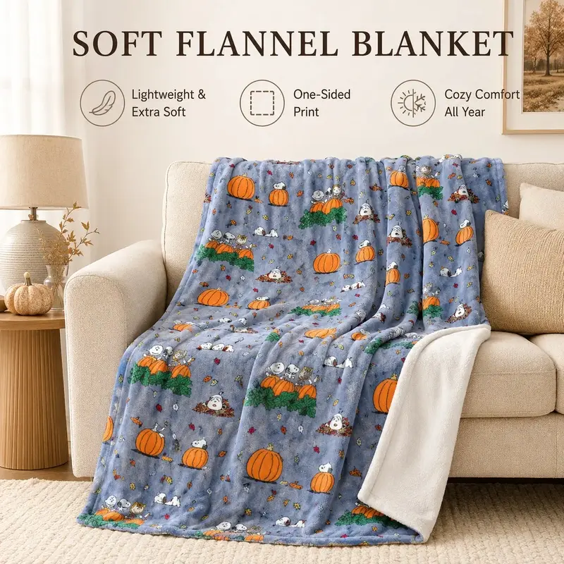 Comfortable Cartoon Flannel Fleece Blanket, Ultra Soft Lightweight Fall Animal Print Throw, All-Season Warm Sofa Chair Home Decor Gift Rug for Adults and Kids
