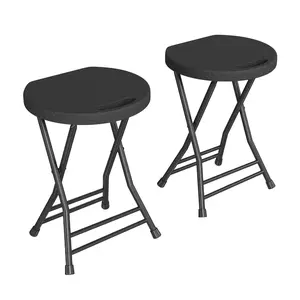 Deluxe Folding Bar Stool with Cushion, 600 lbs Heavy Duty Collapsible Stool with Handle for Kitchen Counter, Portable Compact Round Seat Makeup Chair for College Dorm Room Small Apartment Backyard Party, Folding Stool, Parties