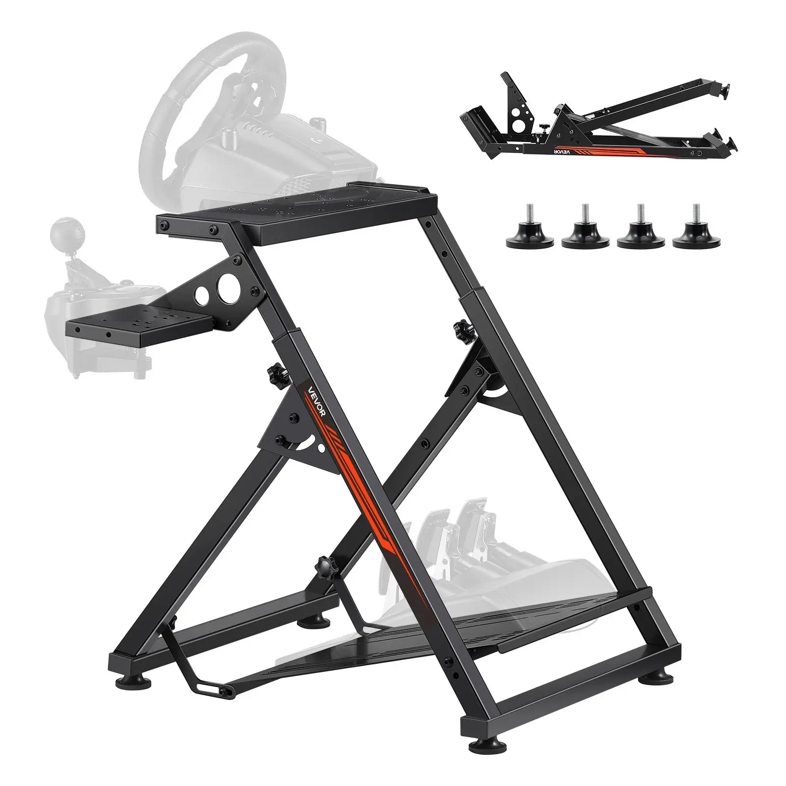 Racing Wheel Stand, Adjustable Foldable Simulator Stand for Logitech G923 G920 G29 G27, Thrustmaster T300RS TX F458 T500RS T3PA-PRO(F1/GT) Gaming Cockpit, Pedals Simulator NOT Included, Compact
