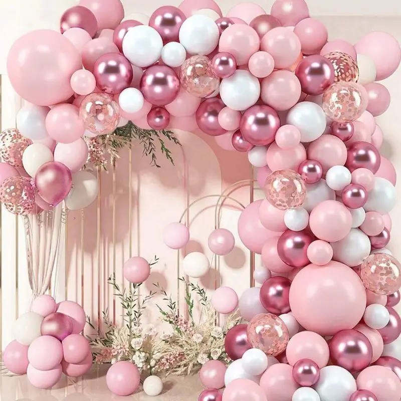 102 Piece Balloon Set, Birthday Wedding Party Room Decor, Balloon Party Supplies, Oval Shape Balloons for Balloon Arch, Choking Hazard Warning Included