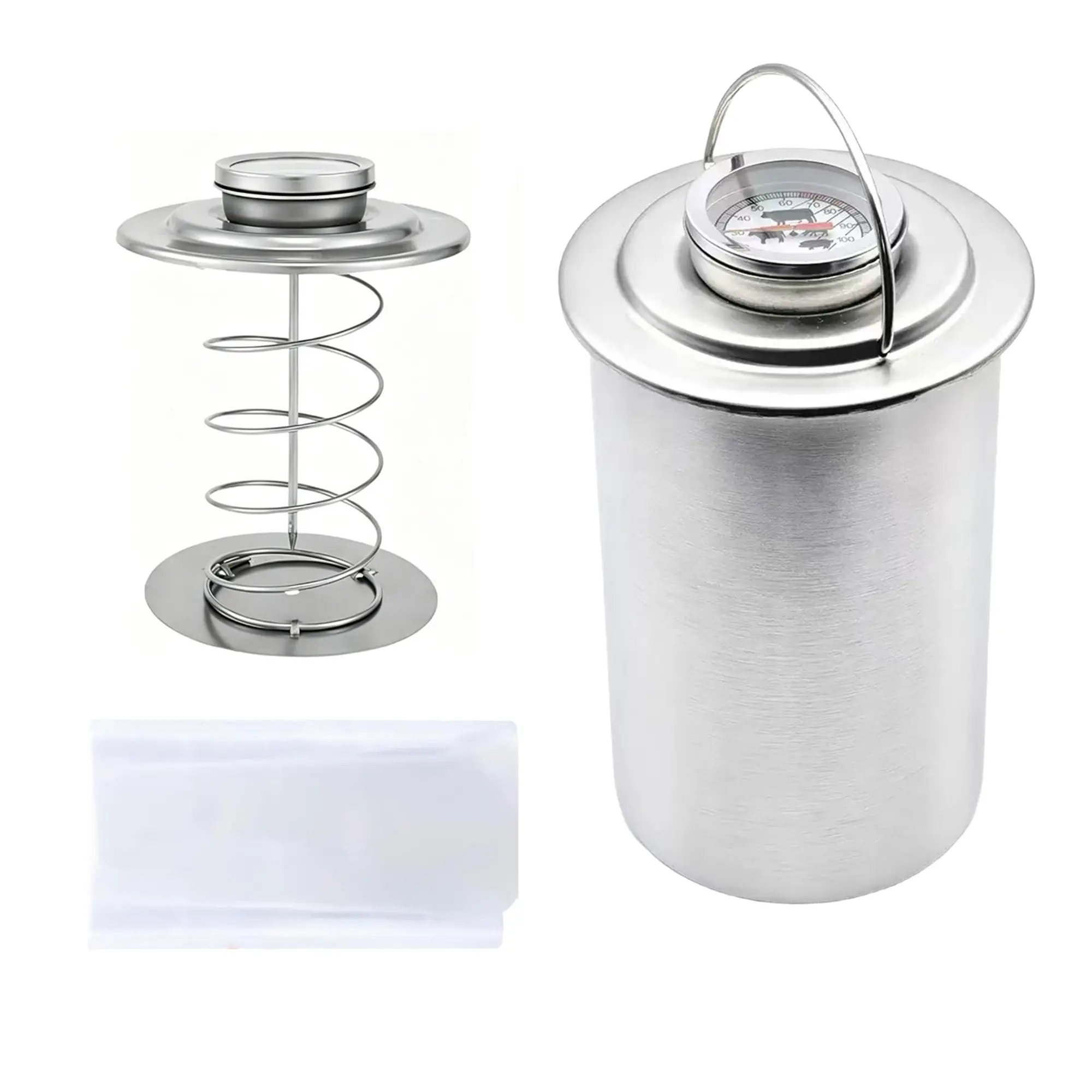 Meat Press Mold for Deli Meats, Stainless Steel Ham Press Mold with Thermometer &20 Cooking Bags for Making Homemade Healthy Deli Poultry Patty, Funny Kitchen Gift for Women and Men