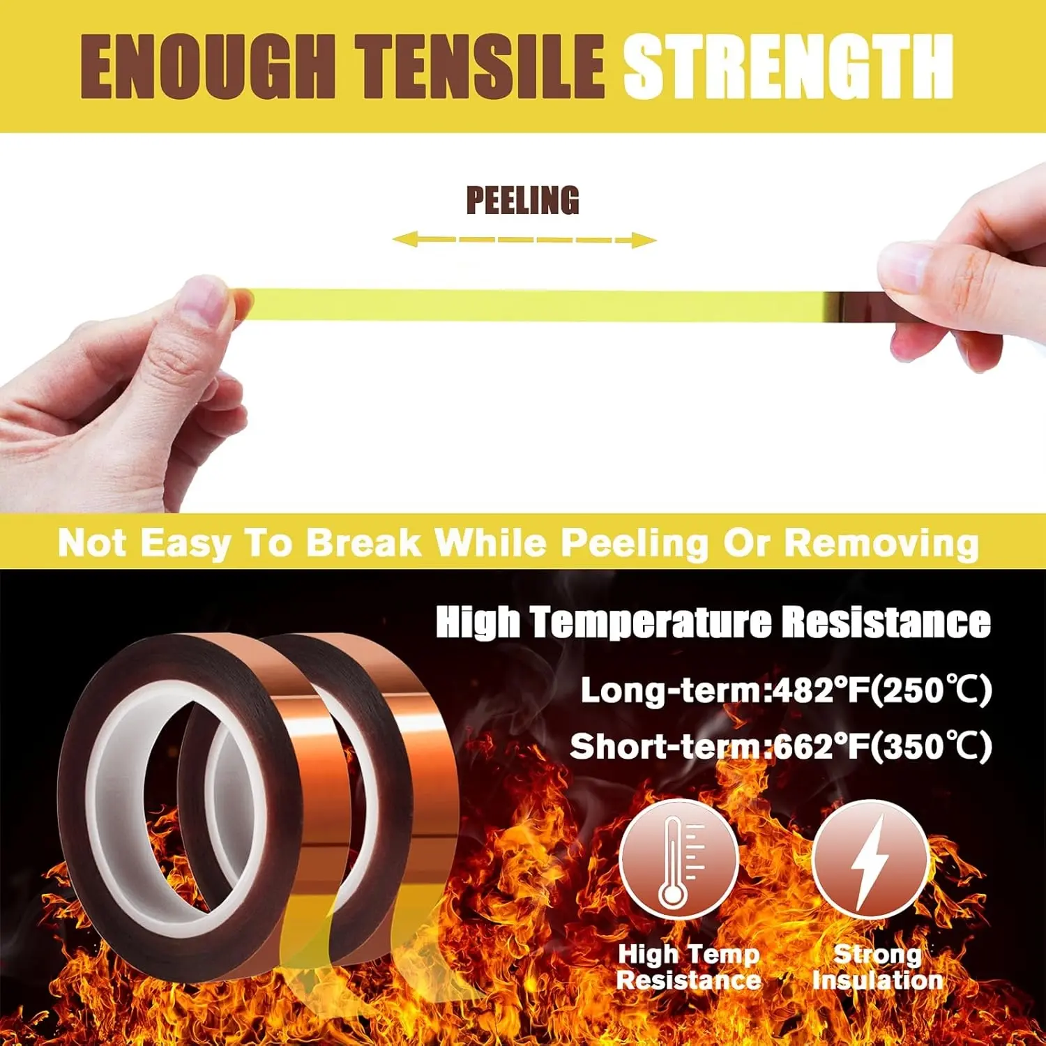 Yitape High-Temperature Heat Resistant Heat Transfer Tape, Multi-Roll Value Pack, Residue-Free, Ideal for Heat Sublimation, Hot Press, Circuit Board Soldering
