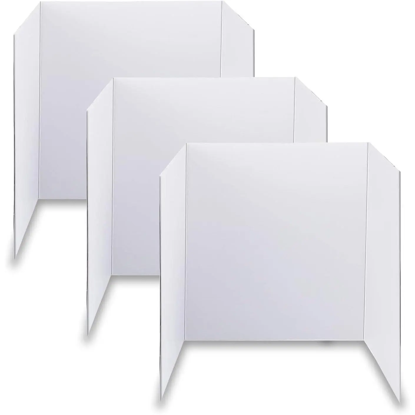 Women's Corrugated Cardboard Tri-Fold Display Boards, 3 Pcs, 21x14 In, Small White, for School Projects, Business Presentations