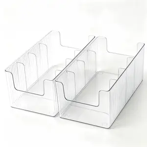 2-Pack Large Capacity Transparent Plastic Belt Organizer, Removable Dividers, Desktop Makeup Rack, Multi-Purpose Storage for Belts, Cosmetics, Dressing Table, Closet, Bathroom