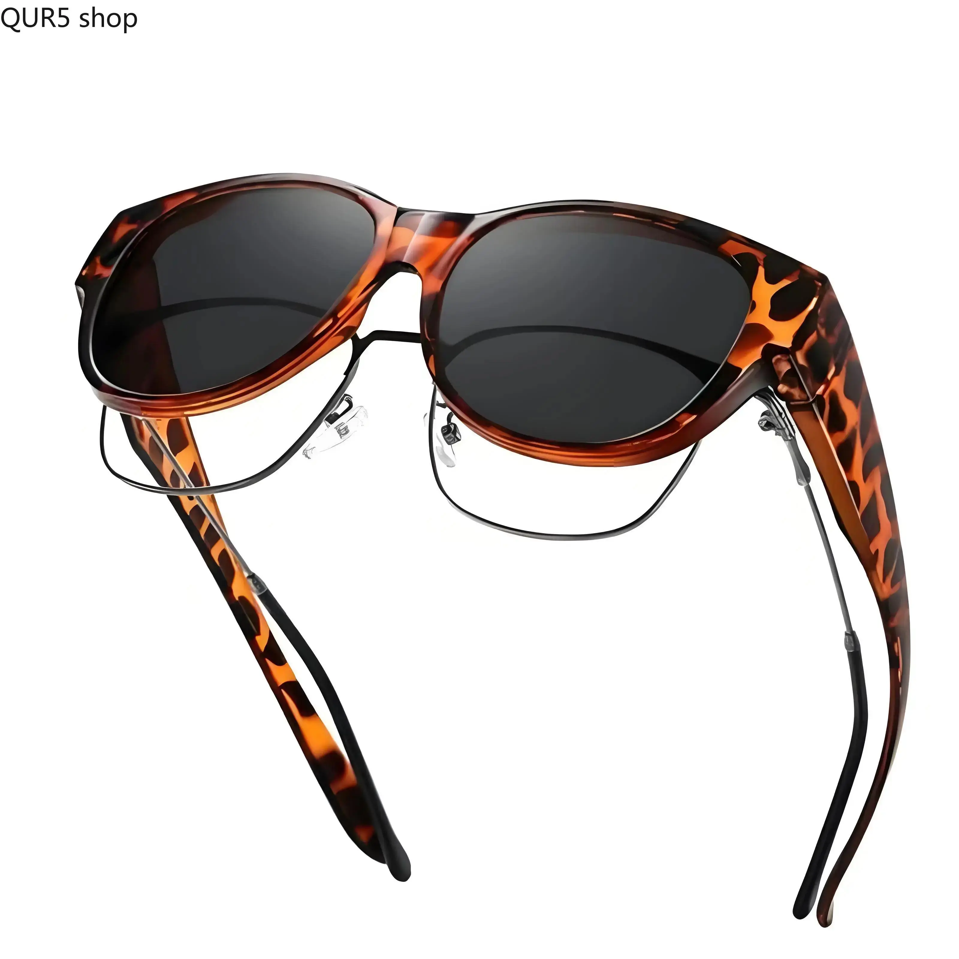 Tortoiseshell Over-The-Glasses Sports Sunglasses With UV400 Polarized Lenses, Myopia Friendly Street Style Shades Ideal For Daily Outdoor Activities