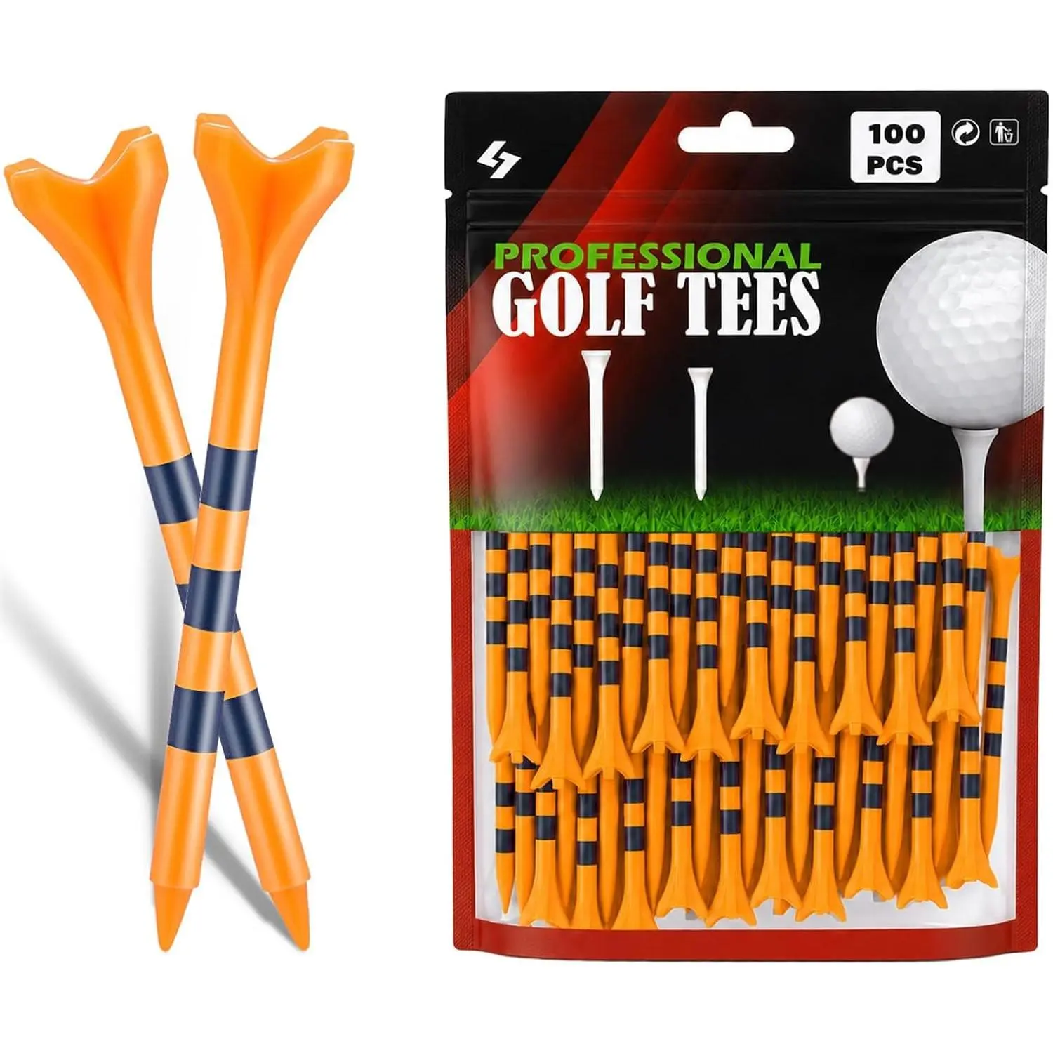Upgraded 4-Prong Plastic Golf Tees, 120 Pack  Set (1-1/2" & 3-1/4") or 100 Pack (2-3/4"), Durable Low-Friction Design