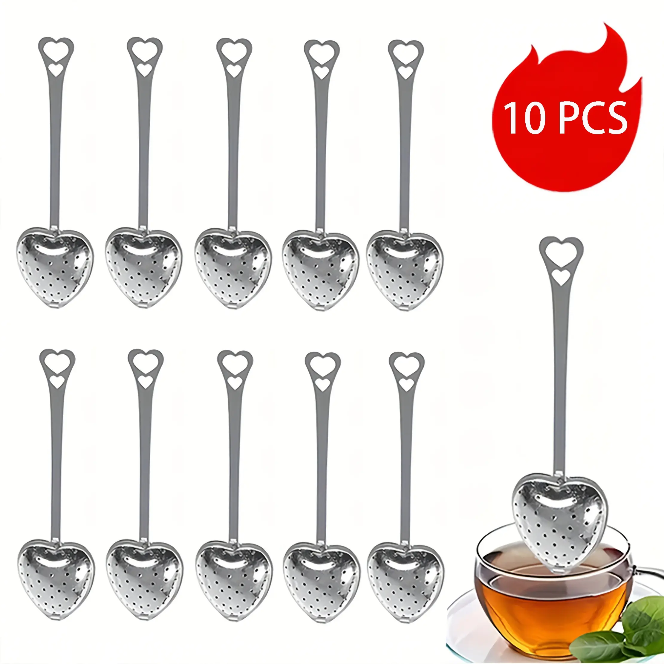Stainless Steel Heart Shaped Tea Infuser, Reusable Loose Leaf Tea Strainer, Portable Tea Brewer, Premium Tea Accessories