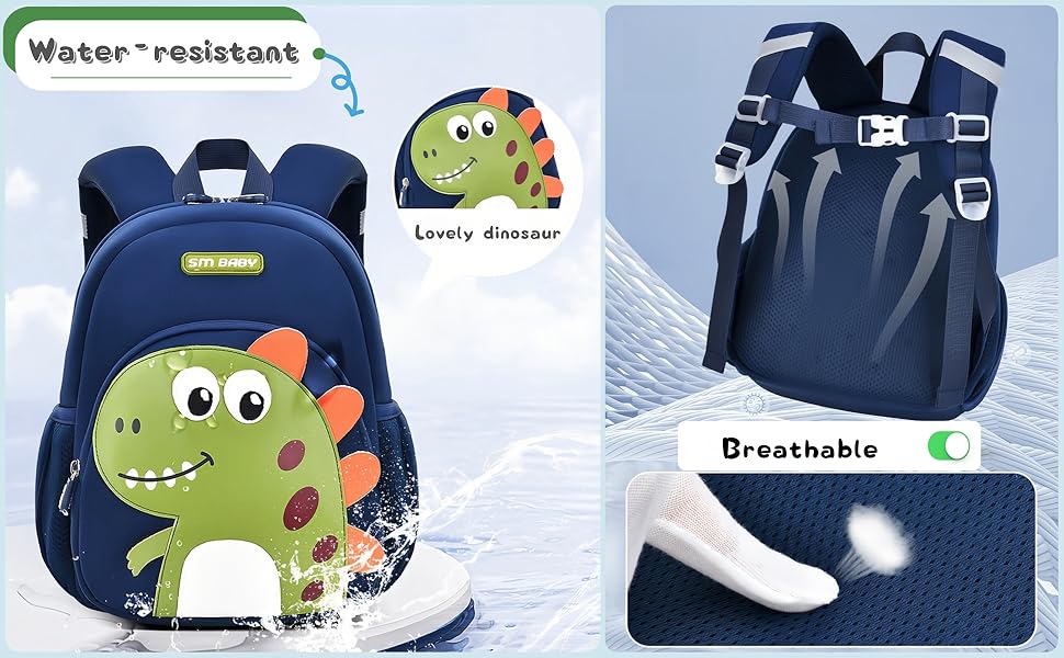 X-CBP23  Dinosaur Anti-lost Backpack for Toddler Boys,Kids Bookbag for Preschool Boys Backpack, Fit A4 Folder, 02-Green+Orange