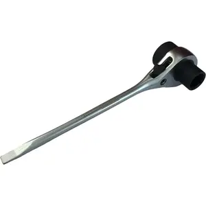 RatchetScrench Chainsaw Maintenance Tool – Dual 13 mm & 19 mm T-Bar Wrench – Cold-Forged Chrome Vanadium Steel with Dual-Taper Groove-Cleaner Tip