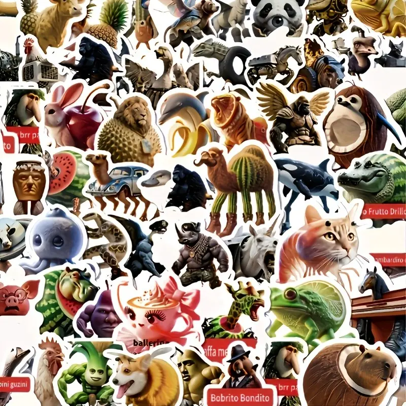 5-Pack Stickers Set, 80pcs Per Pack, 400pcs Total, Tungtungtungtungtung Sahur Stickers, Italian Mythology Art, Funny Creative Abstract Stickers, Aesthetic Stickers