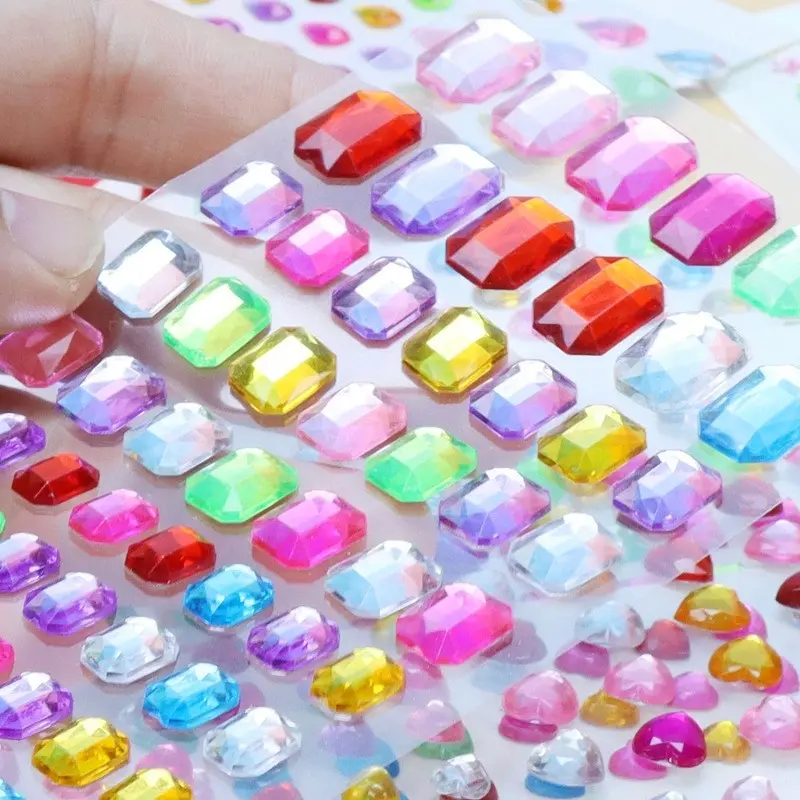 8 Sheets Gem Stickers, Self Adhesive Gems for Crafts, Rhinestones for Crafts, Jewel Stickers, Bling Rhinestone Stickers, Scrapbooking Stickers, 635pcs Small Stickers