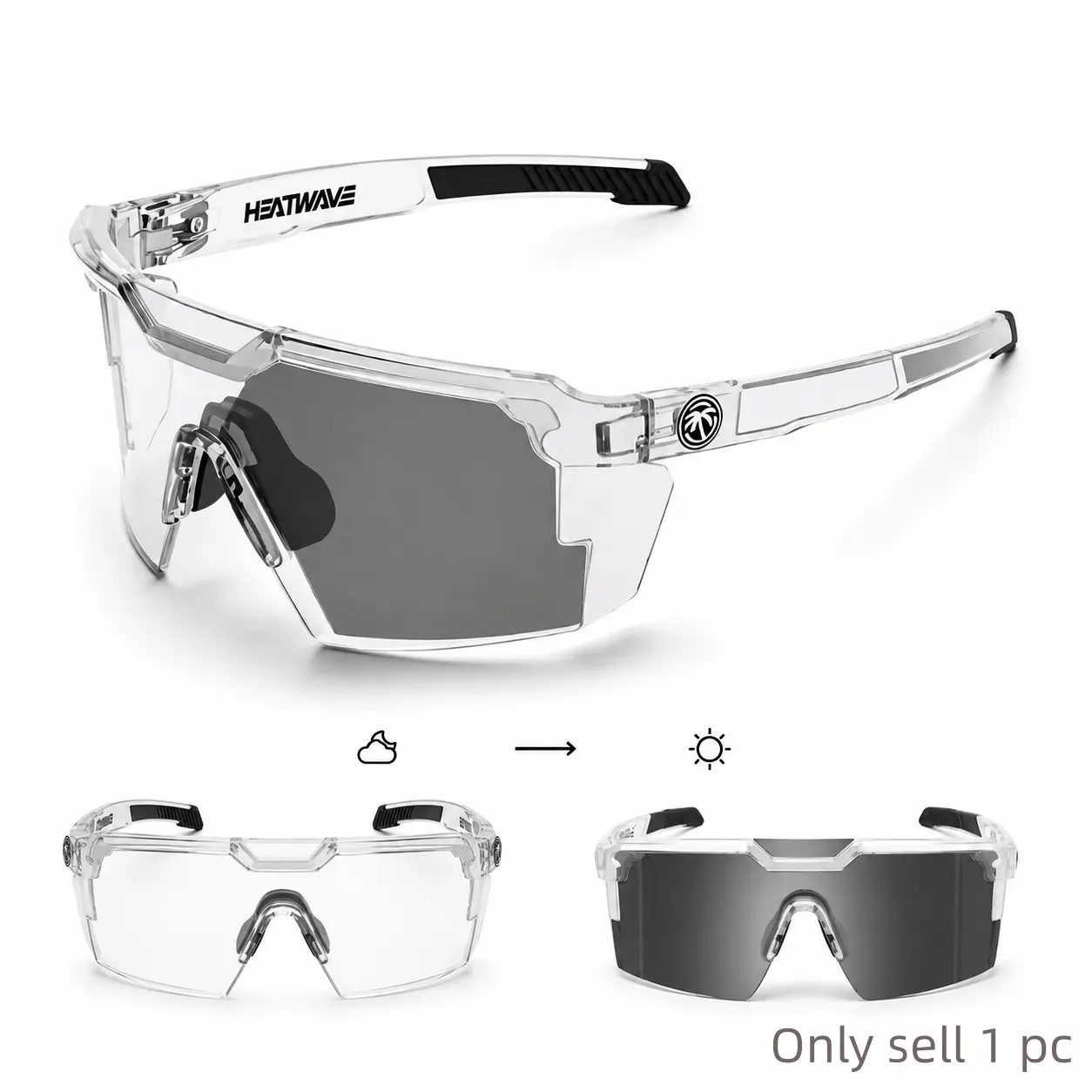 Photochromic Sports Glasses - Lightweight UV400 Cycling Sunglasses with Anti-Slip Nose Pads, Wide Vision Outdoor Eyewear for Running, Hiking, Fishing & Riding, Road Cycling Gear, Bike Accessories
