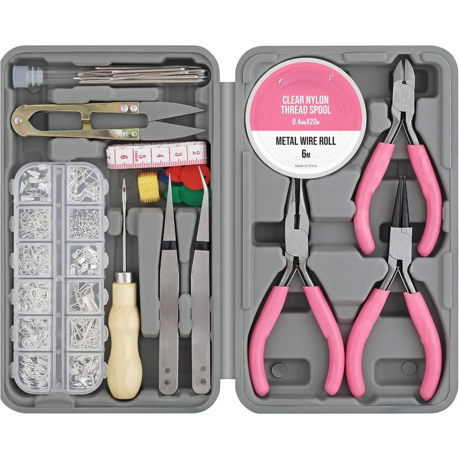 Making Supplies Kit for Adults with Findings Accessories Box Set. Pliers & Wires for  Bracelets, Necklaces, Earrings and Charms Arts & Crafts