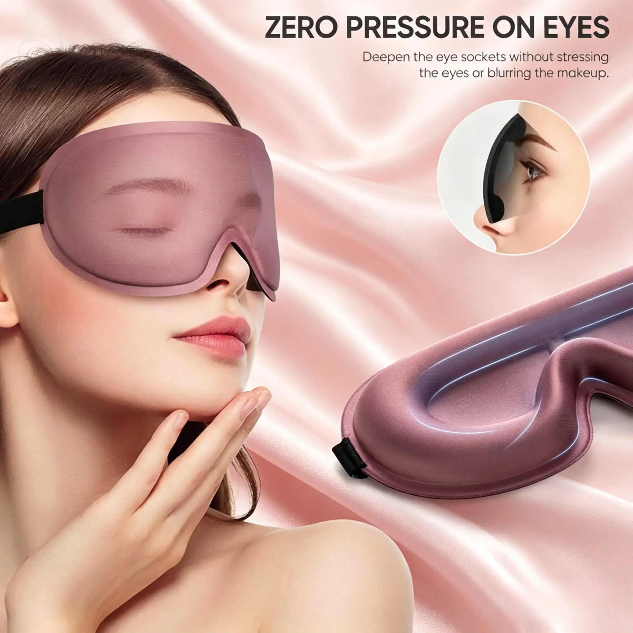 Unisex 3D Stereo Sleep Mask, Wide Adjustable Elastic Band, 3D Cavity Fit Eyelashes, Comfort Sleep Aid Eye Cover For Office Nap Long Trip