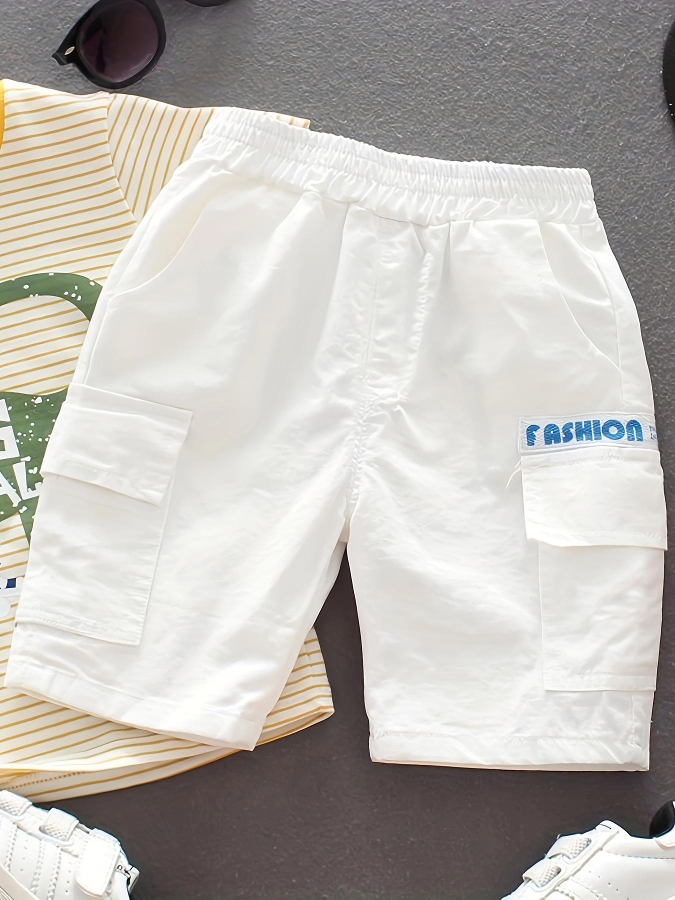 [Summer Shorts |   Thin] 3pcs Boys' Summer Shorts |   Knee-Length Cargo Pants, Thin and Trendy, Medium to Large Kids, New Summer Style, Perfect for Outdoor