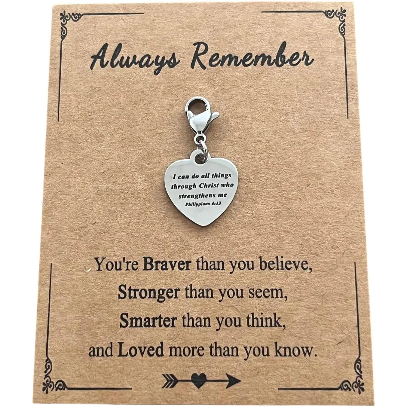 Heart-Shaped Christian  Verse Clip  Charms Religious  Charms I can do  things through Christ who strengens me