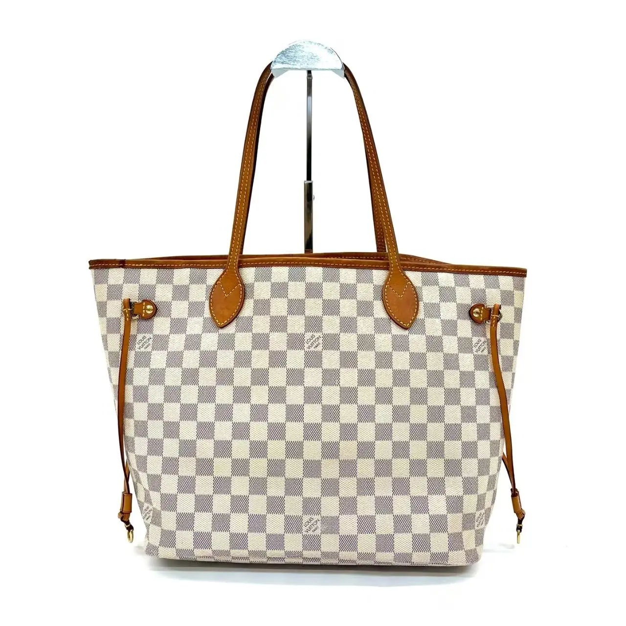 Pre-owned Louis Vuitton Neverfull White Damier Azur Tote Bag – Base Length 31cm – N24472237