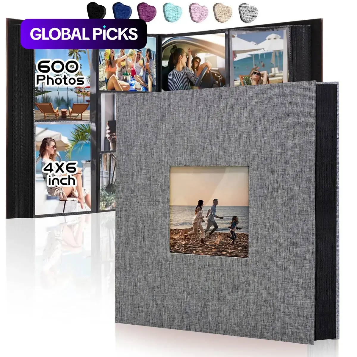 Linen Photo Album 4x6 Inch 200/300/600 Pockets Vertical Pocket Desktop Decorative Linen Cover, Picture Album, Ideal for Weddings, Family Anniversaries, Valentine's Day Gifts, Photo Booth Album #GLOBAL PICKS
