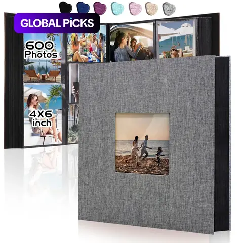 Linen Photo Album 4x6 Inch 200/300/600 Pockets Vertical Pocket Desktop Decorative Linen Cover, Picture Album, Ideal for Weddings, Family Anniversaries, Valentine's Day Gifts, Photo Booth Album #GLOBAL PICKS