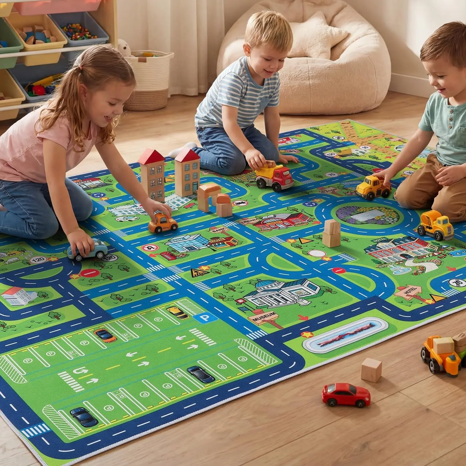 4'x6' Non-Slip Kids Rugs Perfect for Playrooms, Bedrooms, and Nurseries Educational Playground Mat- Extra Thick Safety Carpet, Indoor Outdoor Use, Easy Clean