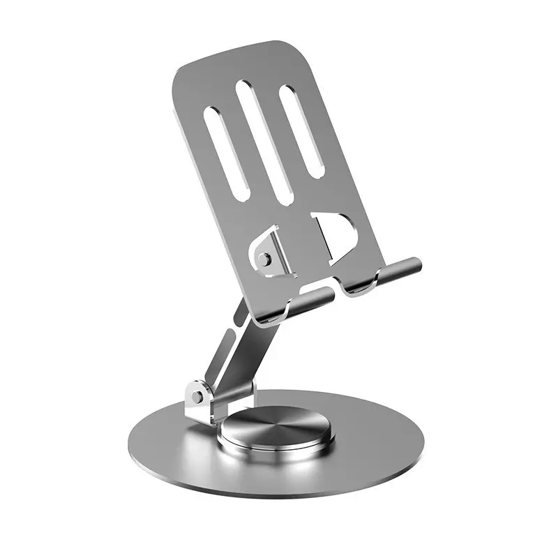 Full Metal 360-Degree Rotating Phone Stand, Foldable Lazy Phone Holder, Ideal for Immersive Viewing, Universal for Phones and Tablets, Live Streaming