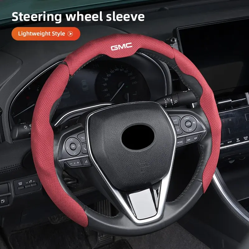 Car Steering Wheel Cover Perforated Breathable Steering Wheel Handle Cover For GMC Terrain Sierra Canyon Yukon Acadia Savana Denali AT4 Granite