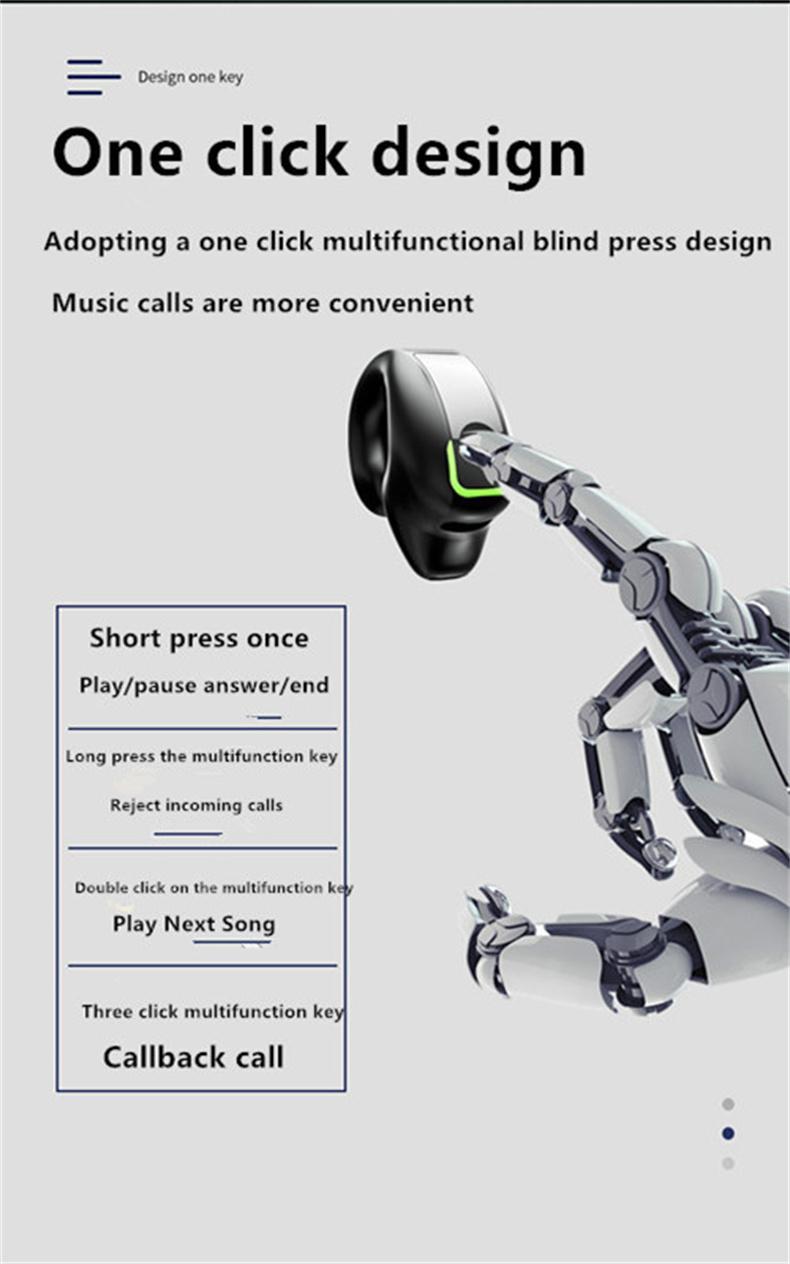 2026 Earphone Clip Wireless Bluetooth noise cancelling Headphone Bone Conduction Headset High Quality TWS Auriculares Sport  Canceling With Mic