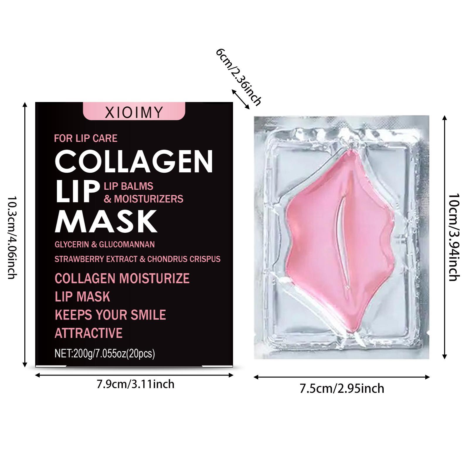 20 Pieces Collagen Lip Mask Lip Balm for Deep Nourishment, Moisturizing Overnight Treatment, Brightens and Softens All Skin Types