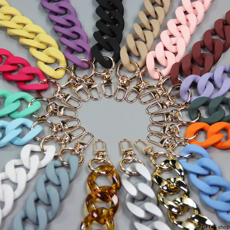 Universal Fit Baked Paint Synthetic Rubber Texture Thick Acrylic Resin Bag Chain, Bag Accessories with Chunky Links, Smooth Waterproof Surface, Detachable Metal Buckle, Wear-Resistant Replaceable Carry Strap for Handbags Luggage, Detachable Bag Straps, Ch