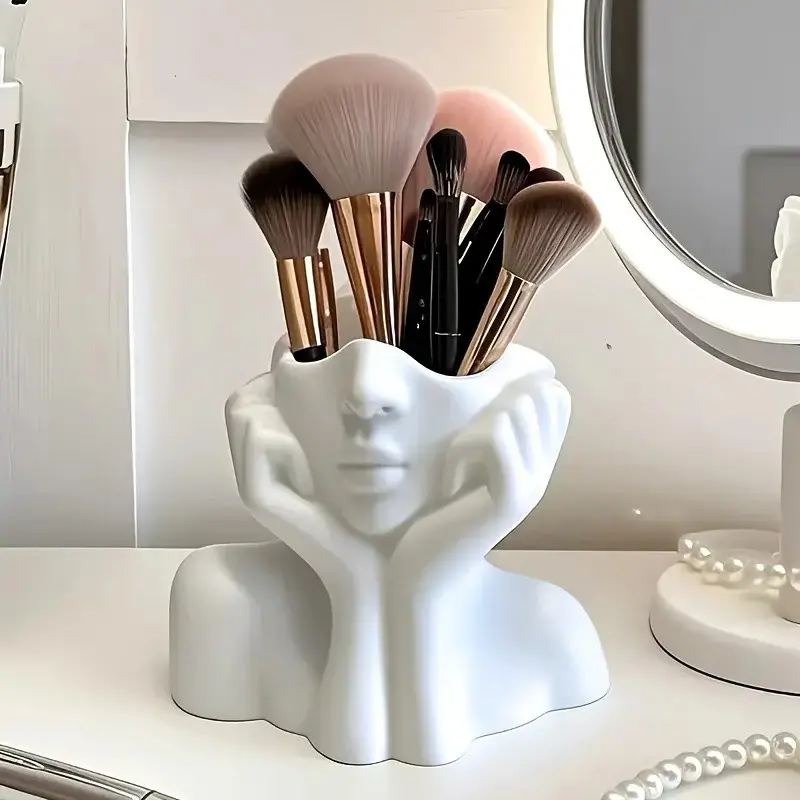 Elegant Makeup Brush Organizer Box, Brush Holder, Modern Art Design, Lightweight, No Assembly, Compatible with Brushes, Eyeliner, Lipstick, Home, Salon, Office