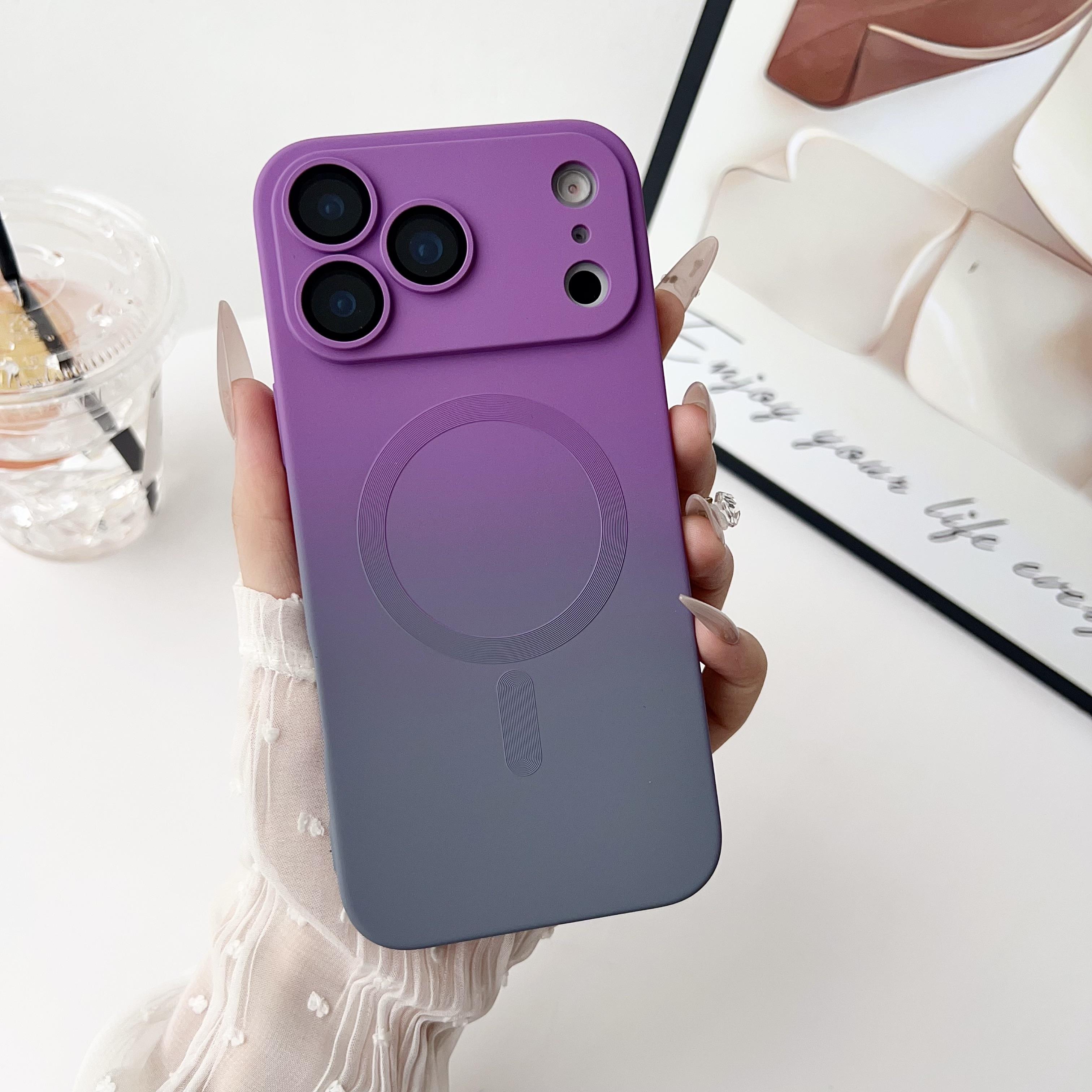 For iPhone 17 Pro Max 16 15 14 13 Pro/plus Magnetic Luxury Gradient Design Soft Liquid Silicone with Camera Lens Protector Case