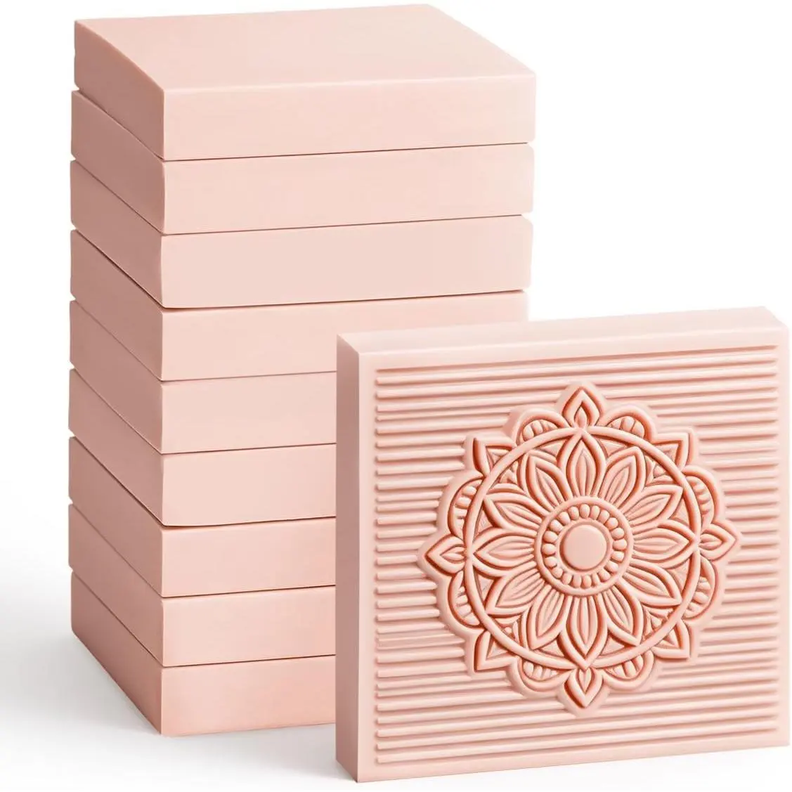 9 Pack Rubber Linoleum Blocks for Printmaking 2"x2" Square Pink Rubber Stamp Carving Blocks Soft Linoleum Material for DIY Craft Projects & Handmade Stamps