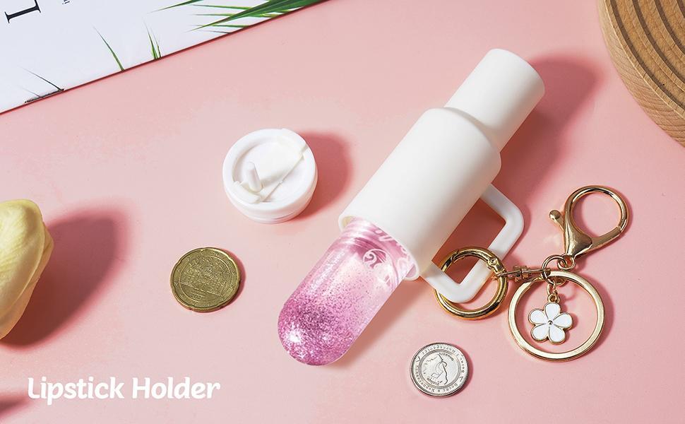 8 Pack Mini Tumbler Keychain for Stanley Cup Chapstick Holder for Women and Girls Cute Colorful