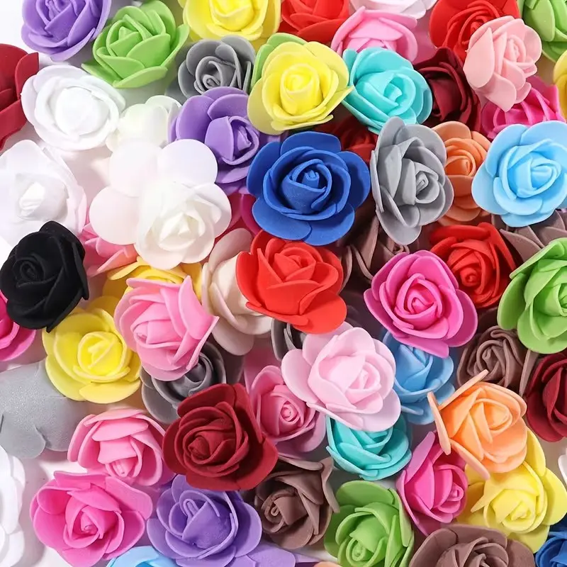 100-piece pack of artificial foam rose heads, artificial flower decorations, Decorative Flowers, maintenance-free, perfect for DIY wedding bouquets, ideal for wedding table centers, baby showers, Valentine's Day, and Mother's Day decorations.