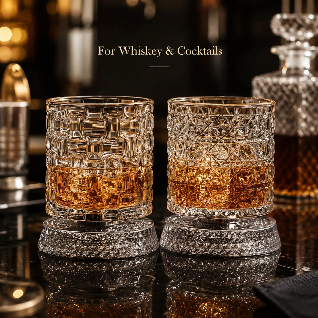 Hissman Trendy Stress Relief Spinner Cup, High-End Whiskey Glass, Luxury Crystal Base, Home Use, Elegant Spirits Cup