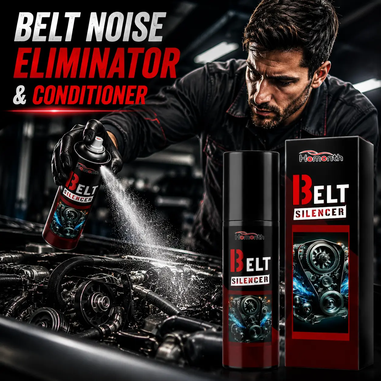 Engine Belt Noise Eliminator & Conditioner – Stops Squeaks, Lubricates & Protects, Reduces Wear & Extends Life Anti Age Belt Life Protective Friction Reducer Stuff Short Handle Foam Cannon for Wash