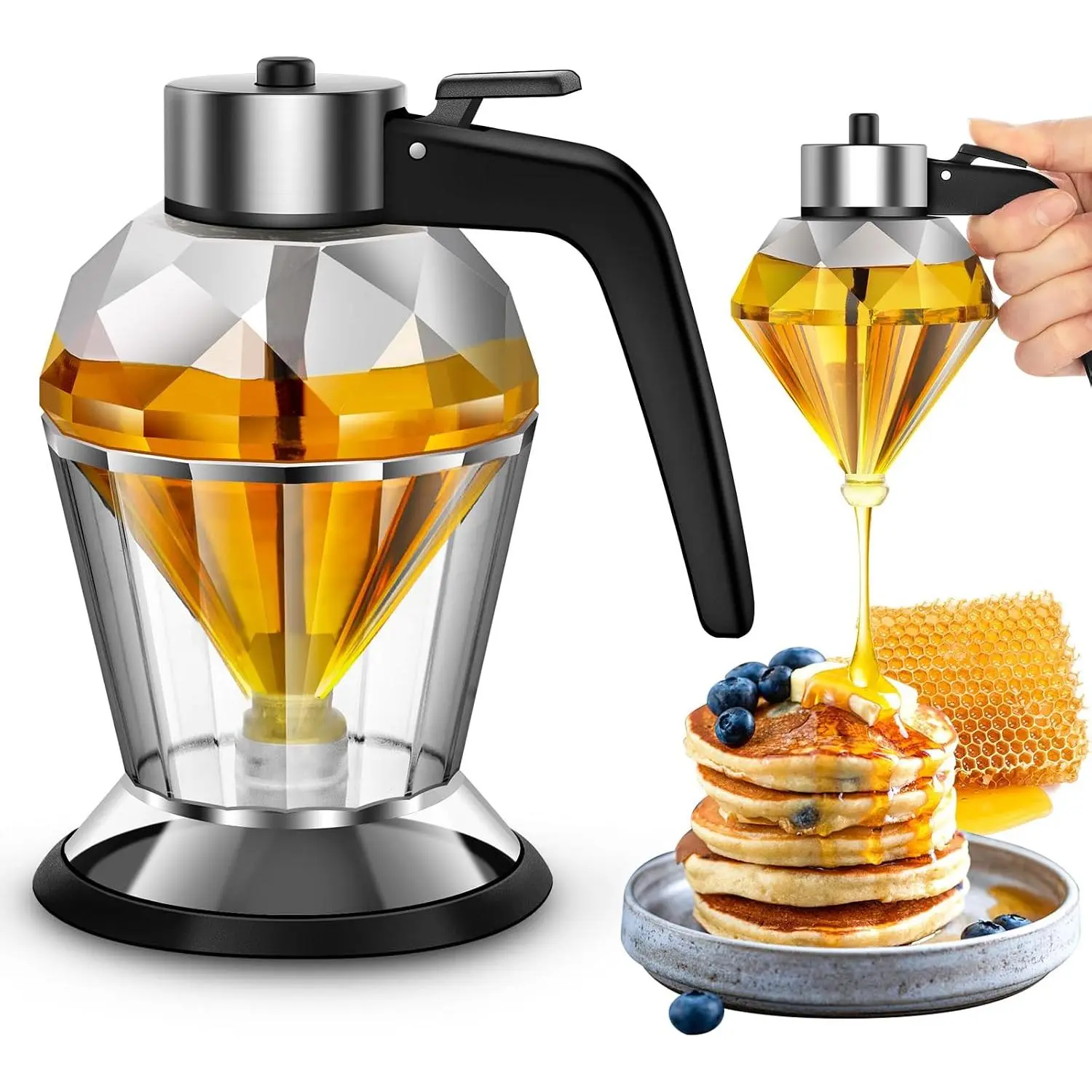 8oz Glass No Drip Honey Syrup Dispenser for Kitchen Dining