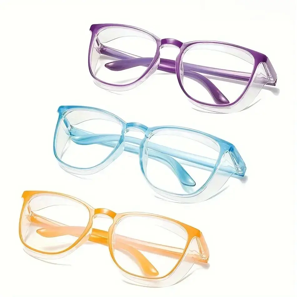 Unisex 3-Pack Comfortable Safety Glasses - Anti-Fog, Blue Light Blocking, UV Protection, Anti-Pollen Lenses - for Office Working, Travel, Outdoor Wear - All Seasons Sports & Outdoor Eyewear, Driving, Lightweight, 3 Pairs, Universal, Outdoor Activities