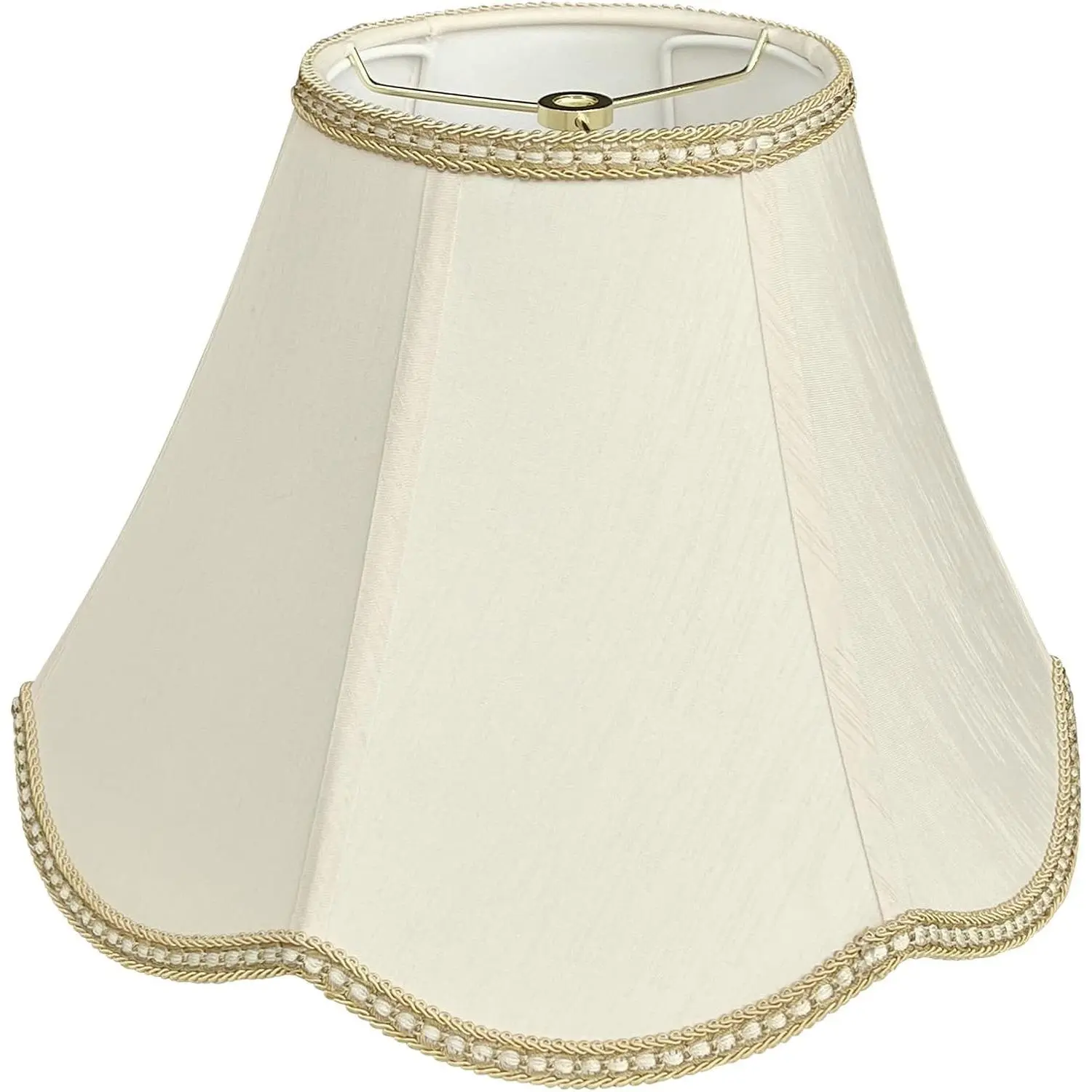 Handmade Beige DIY Vintage Bell Shaped Scalloped Lampshade, 6" x 13" x 9.25" for Floor or Table Lamps