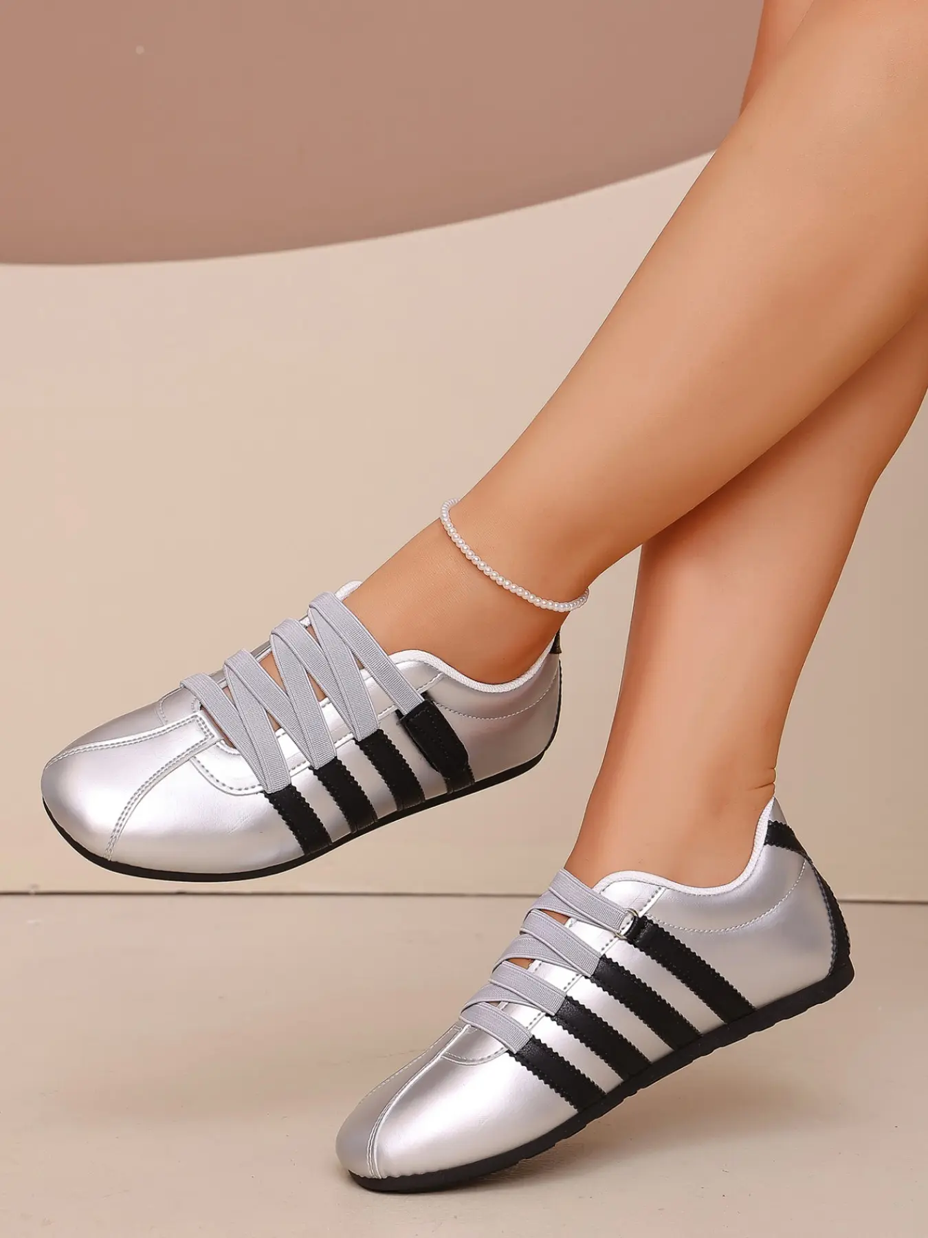 Women's Cross Elastic Strap Slip-On Shoes, Lightweight Breathable Soft Sole, Round Toe Vintage Trainer, Comfortable Casual Footwear, Sports Shoes