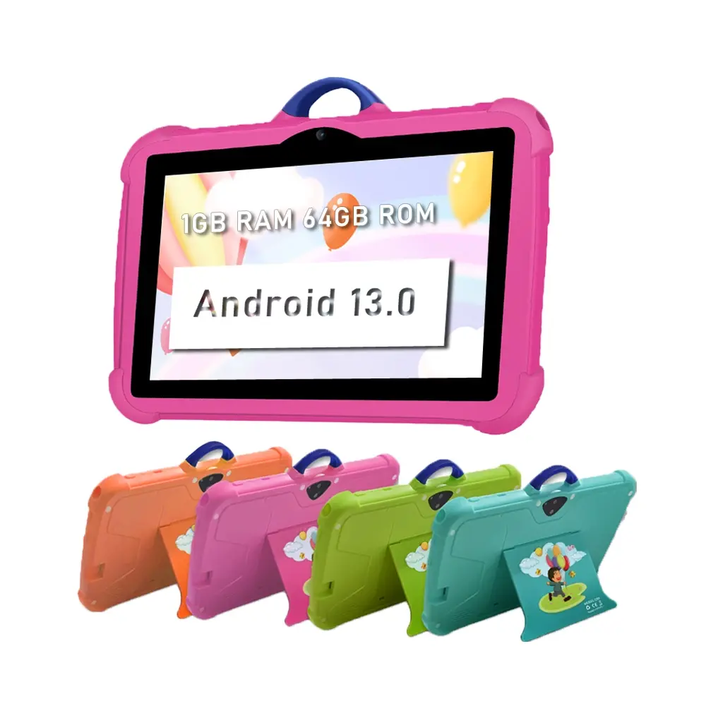 7-inch children's tablet with 4GB RAM and 64GB ROM, Learning entertainment tablet, Android WIFI tablet, screen protector, parental control software, educational applications, dual cameras, 2+5MP shockproof shell, Ramadan gifts