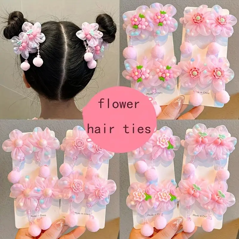 Women's 12-Piece High-Elasticity Stylish Female Hair Tie Set - Gentle, Rose Bow-Adorned, Floral Accents, Faux Pearls, Tassels - Ideal Holiday Gifting Accessory