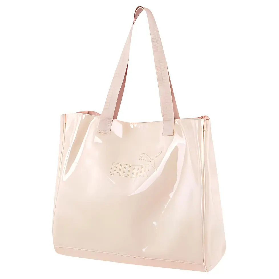 Puma Leather-Effect Tote Bag with Foil-Stamped Logo, Unisex, Sleek Sand Pink