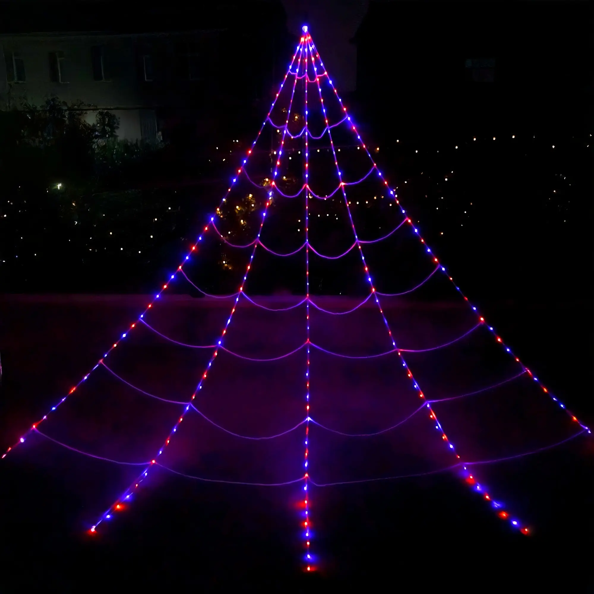 Outdoor Giant Halloween Spider Web LED Light, 8 Flash Modes with Remote, Waterproof Battery Box, 250 Leds, Home Garden Party Decor, Festive Decoration, Party Decorations