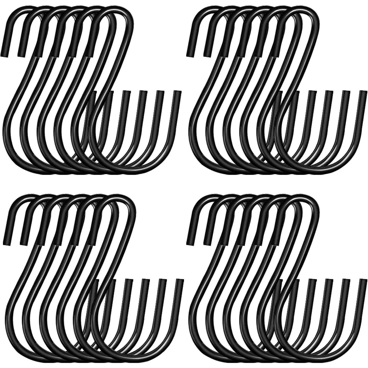 30 Pack 2 Inch Heavy Duty Black Mini S Hooks, Small Christmas Ornament Hooks, Ideal for Hanging Plants, Necklaces, Pots Pans, Mugs, Clothes, Towels, Jewelry for Kitchen Closet Rod