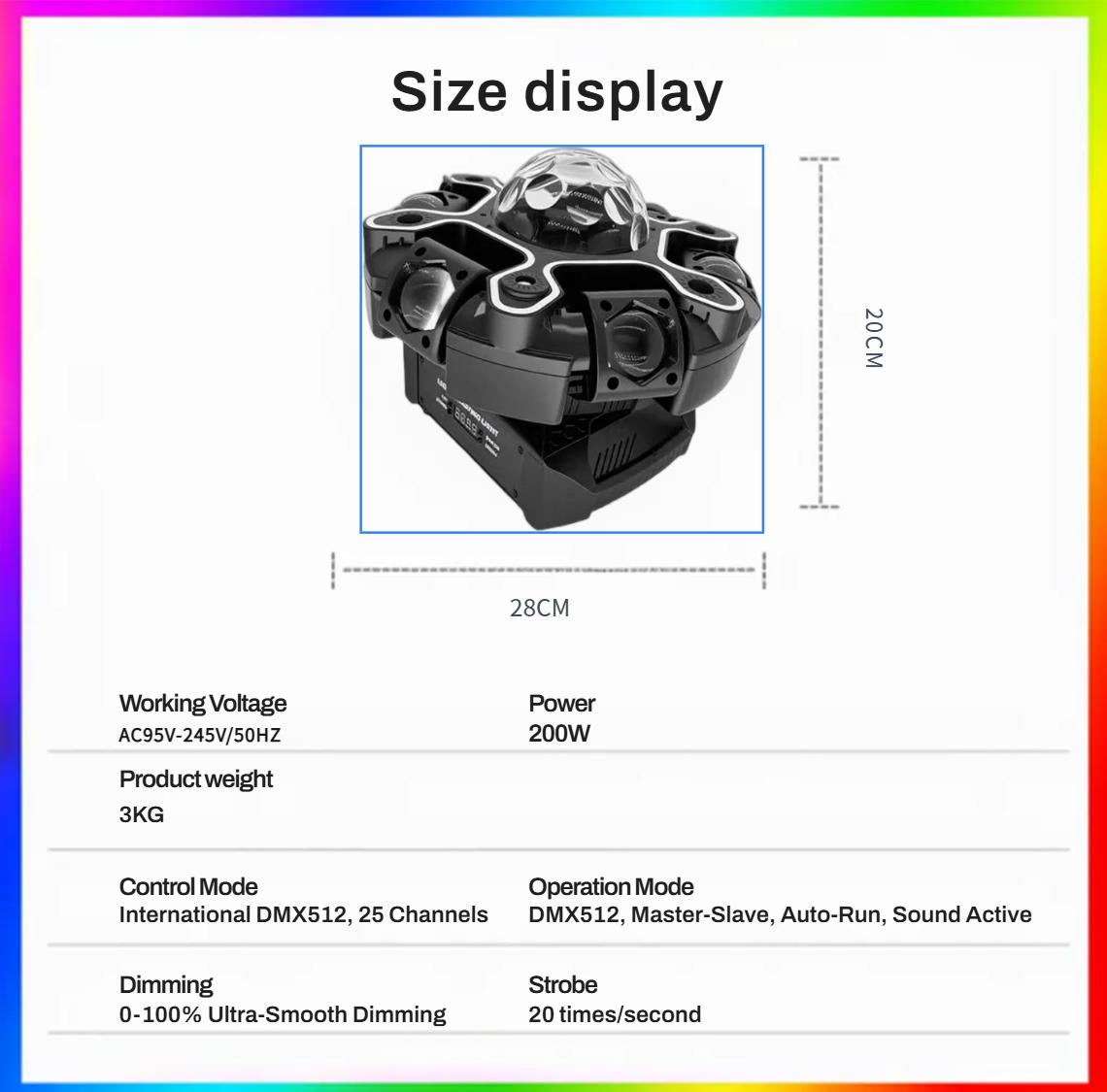 Pour Choices 200W Moving Head DJ Light| 12-Arm RGBW Beam Honeycomb Effect| DMX512 Sound-Activated Party & Stage Lighting